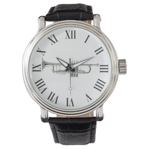 Montre Trompette argentée et nombres romains