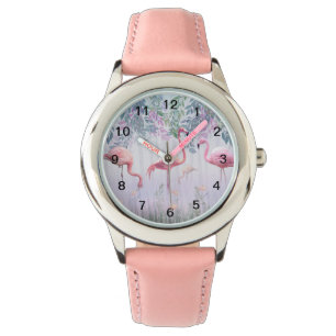 Montre Tropical Cute Family Flamants roses roses