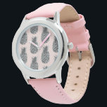 Montre Tropical Grey & Pink Ananas Motif sans couture<br><div class="desc">Tropical Grey & Pink Ananas Motif sans couture</div>