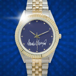 Montre Trump Signature bleu foncé étoiles et rayures<br><div class="desc">Trump Signature bleu foncé étoiles et rayures Watch,  un cadeau extraordinaire pour les amateurs de patriotisme et de trump</div>