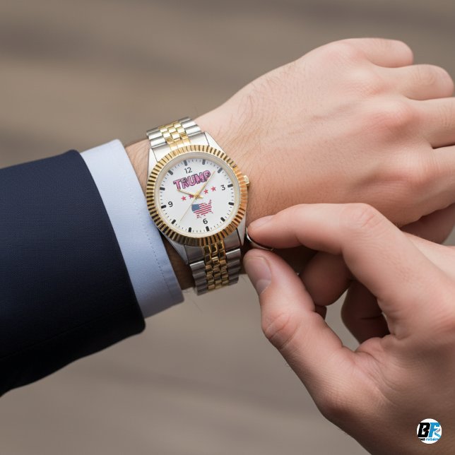 Montre Trump vintage Avec Cinq Étoiles, Drapeau Minimalis (Créateur téléchargé)