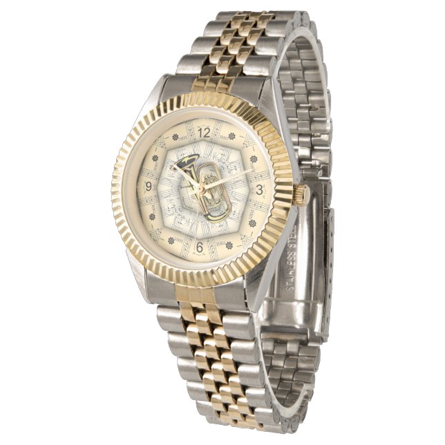 Montre Tuba ~ Design musical étrange ~ Unique ~ (Incliné)