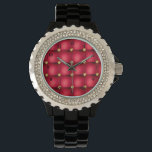 Montre Tufée Diamond Or Rouge<br><div class="desc">Montres avec Rouge et Or Diamond Tissu Cuir Tufté Luxury Golden Jewel Cadeau personnalisé - Vous pouvez également ajouter votre texte / Nom / plus - Faire votre cadeau spécial - Redimensionner et déplacer ou ajouter du texte / des éléments avec outil de personnalisation! Conception par MIGNED. S'il vous plaît...</div>