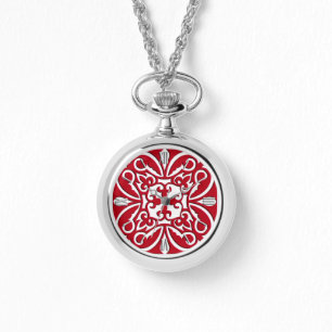 Montre Tuiles marocaines - rouge foncé et blanc