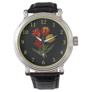 Montre Tulipes primitives uniques 003 ~ Art botanique ~