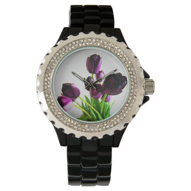 Montre Tulipes Violet Foncé (devant)