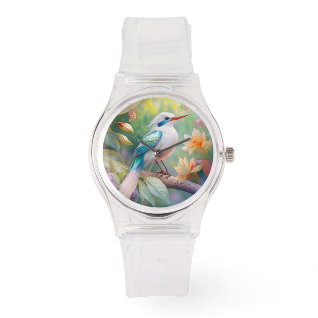 Montre Turquoise aile  crête blanche Imaginaire Oiseau (Recto)