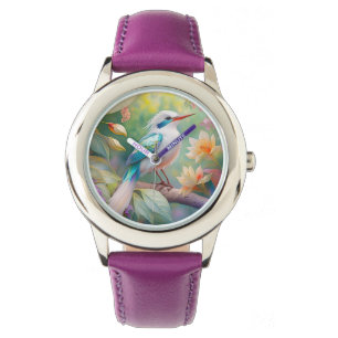 Montre Turquoise aile  crête blanche Imaginaire Oiseau