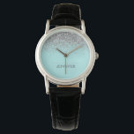 Montre Turquoise Aqua Blue Silver Parties scintillant Gir<br><div class="desc">Aqua Blue Turquoise et Silver Sparkle Parties scintillant Monogramme Nom Monographie. Cela fait le cadeau parfait de remise de diplômes,  anniversaire,  mariage,  douche nuptiale,  anniversaire,  baby shower ou bachelorette pour quelqu'un qui aime le luxe glam et les styles chic.</div>