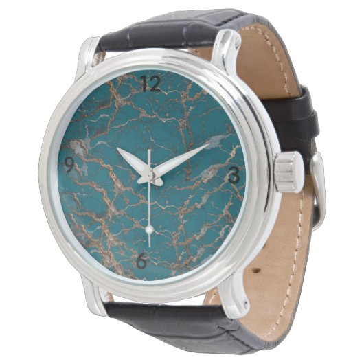 Montre Turquoise Gold Marble Pattern Watch  (Incliné)
