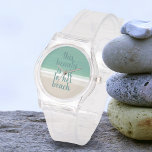 Montre Turquoise moderne Ocean Beach Citation personnalis<br><div class="desc">Ajoutez votre propre citation à cette montre de plage moderne couleur turquoise de l'océan</div>