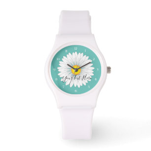 Montre Turquoise Pretty Little Daisy Sporty White Silicon