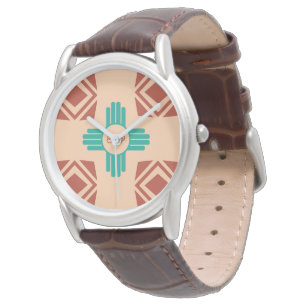 Montre Turquoise Zia Tribal Brown Tan