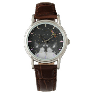 Montre Tuxedo Cat surpris par la libellule