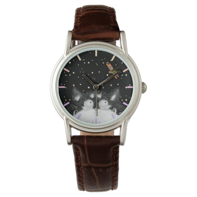 Montre Tuxedo Cat surpris par la libellule (devant)