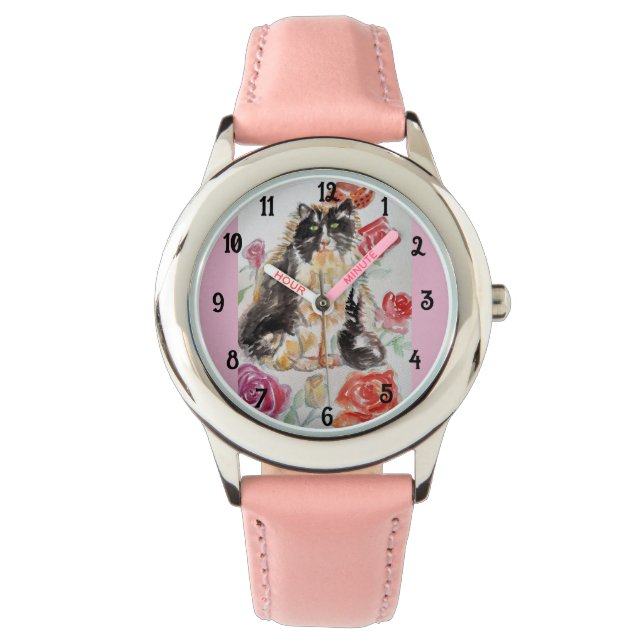 Montre Tuxedo Chat Chats Art Animal Enfants Filles Mignon (devant)