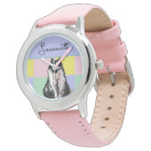 Montre Tuxedo Chat Cute Chats Noir Blanc Pastel Arc-en-ci (Incliné)