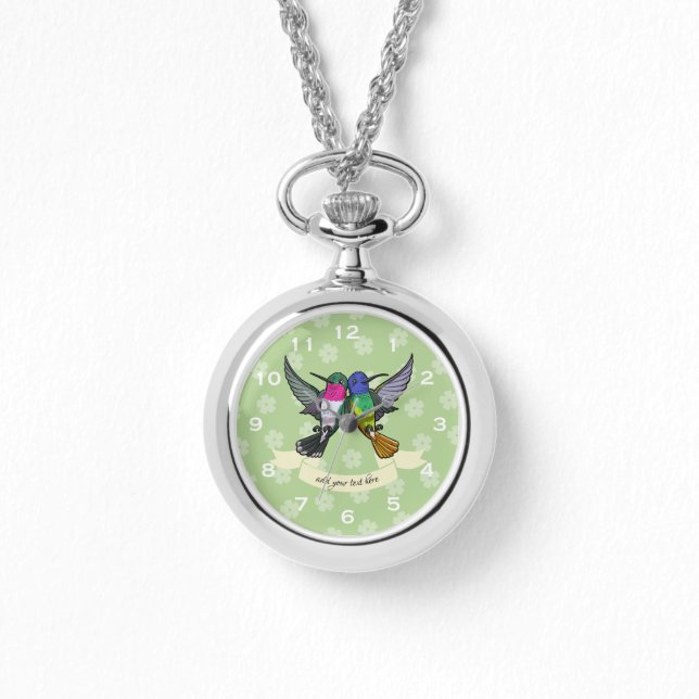 Montre Two Colorful Hovering Hummingbird Friends Cartoon (Recto)