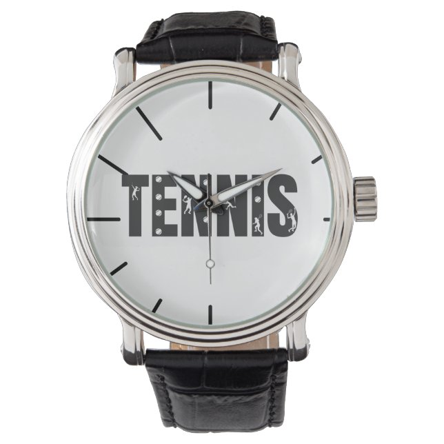 Montre Typographie de Tennis unique avec Silhouettes des  (devant)