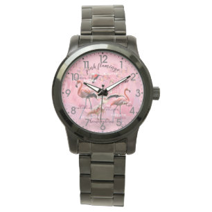 Montre Typographie du Flamant rose rose Customisé