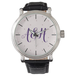 Montre Typographie rose violet Monogramme Girl Moderne