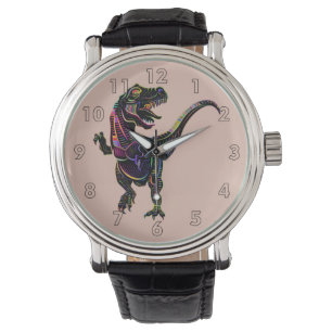 Montre Tyrannosaurus Rex Dinosaur de couleur néon
