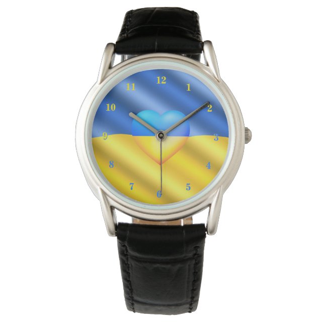 Montre Ukraine Flag Watch Heart - Liberté - Paix (devant)
