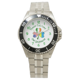 Montre Ukrainien irlandais Shamrock américain drapeaux pe