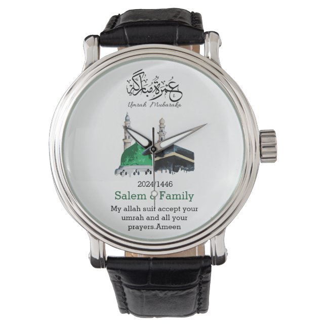 Montre Umrah mubaraka, disponible pour la demande d'eau (devant)