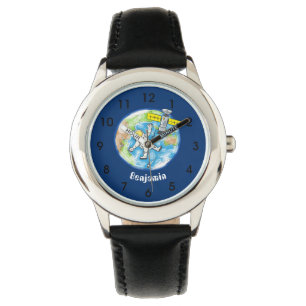 Montre Un astronaute amusant dans l'espace et la bande de