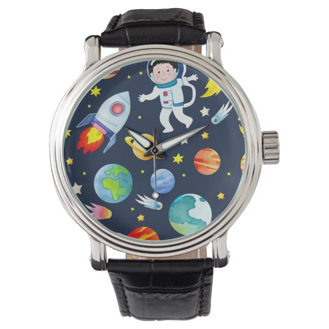 Montre Un astronaute dans les planètes spatiales et Motif (devant)