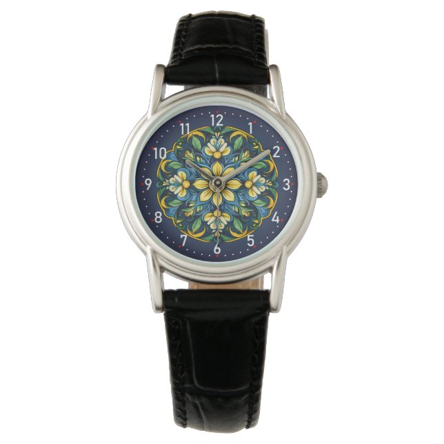 Montre 💚 💙 💛 Un Azulejo Unique Élégance : Jardin de mi (devant)
