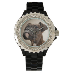 Montre Un chiot Brindle de boxeur recherchant