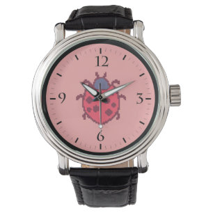 Montre Un insecte de coccinelle à pixellisé mignon lance 