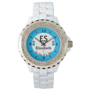 Montre Un jour à la fois nom monogramme bleu
