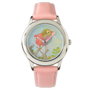 Montre Un oiseau mignon sur une clôture