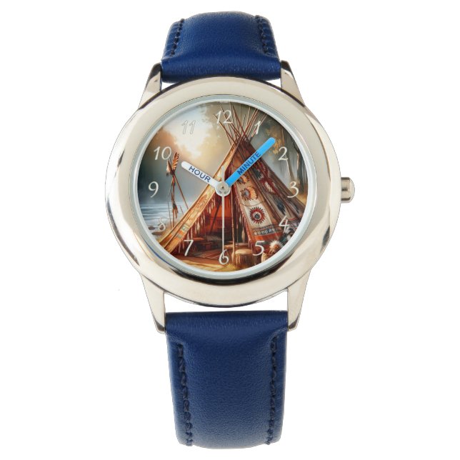 Montre Un tipi indien paisible au bord d'une rivière sere (devant)