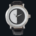Montre une demi-heure en noir et blanc<br><div class="desc">Graphique cool forme de cercle géométrique noir et blanc - mi blanc et mi noir</div>