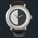 Montre une demi-heure en noir et blanc<br><div class="desc">Graphique cool forme de cercle géométrique noir et blanc - mi blanc et mi noir</div>