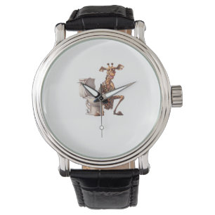Montre Une Mignonne Girafe En Pyjamas Assis Sur Des Toile