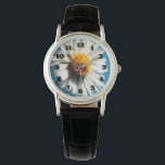 Montre Une pâtisserie blanche sous un ciel bleu<br><div class="desc">A single white daisy with a golden yellow center under a clear blue summer sky</div>