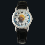 Montre Une pâtisserie blanche sous un ciel bleu<br><div class="desc">A single white daisy with a golden yellow center under a clear blue summer sky</div>