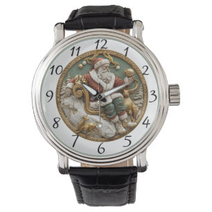 Montre Une scène de Noël fantaisiste avec le Père Noël et
