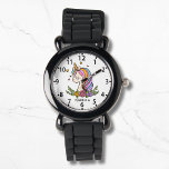 Montre Unicorn mignonne fille Whimsical rose florale fill<br><div class="desc">Unicorn mignon Whimsical Girly rose Floral Nom personnalisé Girl's Watch dispose d'une mignonne licorne avec étoiles,  coeurs et fleurs. Personnalisé avec votre nom. Cadeaux parfaits pour les filles pour anniversaire,  Noël,  vacances et plus. Conçu par ©Evco Studio www.zazzle.com/store/evcostudio</div>