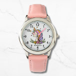 Montre Unicorn mignonne fille Whimsical rose florale fill<br><div class="desc">Unicorn mignon Whimsical Girly rose Floral Nom personnalisé Girl's Watch dispose d'une mignonne licorne avec étoiles,  coeurs et fleurs. Personnalisé avec votre nom. Cadeaux parfaits pour les filles pour anniversaire,  Noël,  vacances et plus. Conçu par ©Evco Studio www.zazzle.com/store/evcostudio</div>