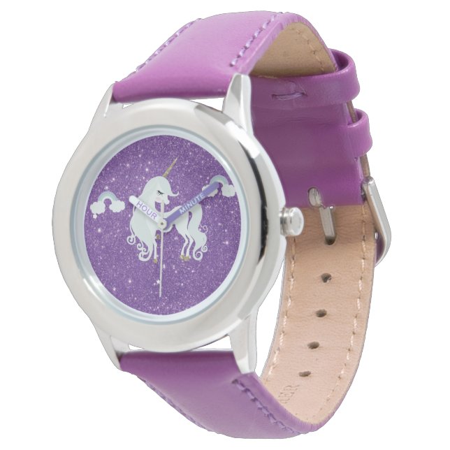 Montre Unicorn Purple Parties scintillant eWatch (Incliné)