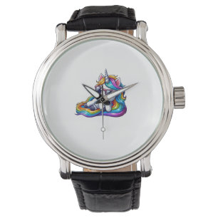 Montre Unicorne arc-en-ciel cool avec lunettes de soleil 
