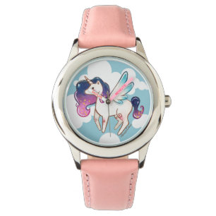 Montre Unicorne rose en acier inoxydable