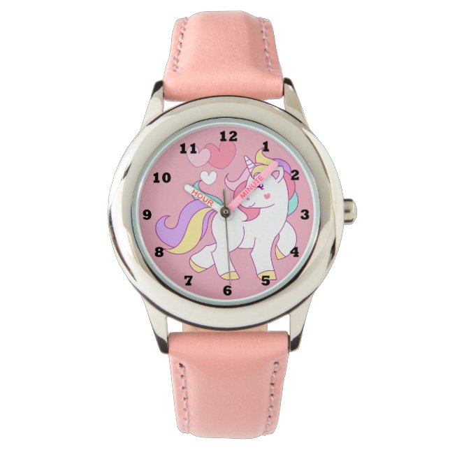 Montre Unicorne Rose Filles (devant)
