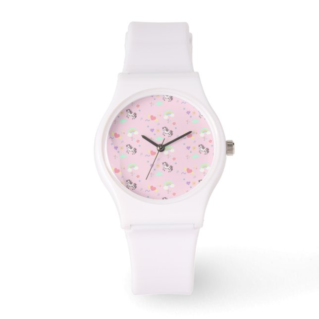 Montre Unicorne rose magique princesse fille d'anniversai (Recto)